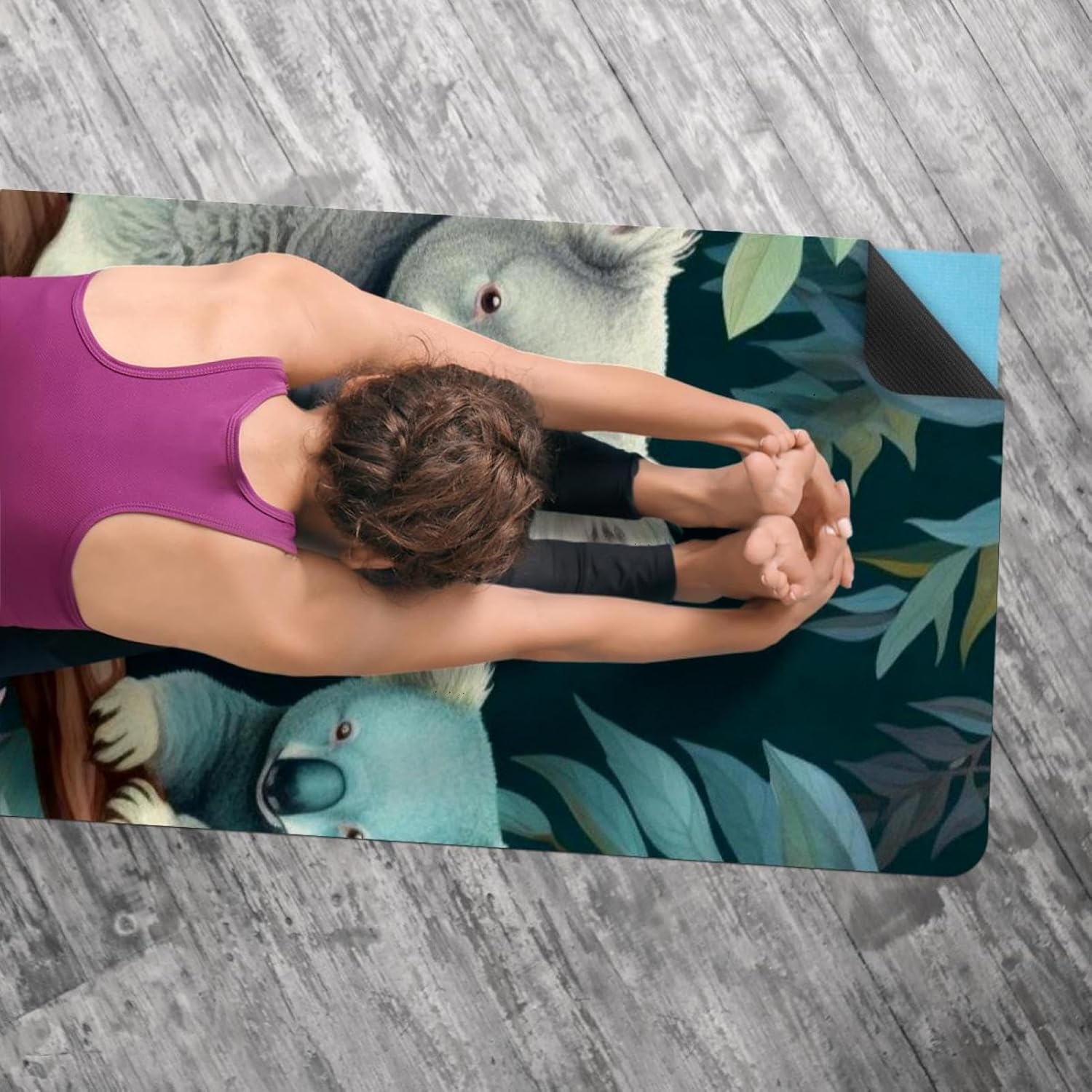 Yoga Towel, Koala Flowers Pattern Non Slip Sweat Absorbent Hot Yoga Mat Towel for Hot Yoga, Pilates and Fitness - 72.8" x 26.8"