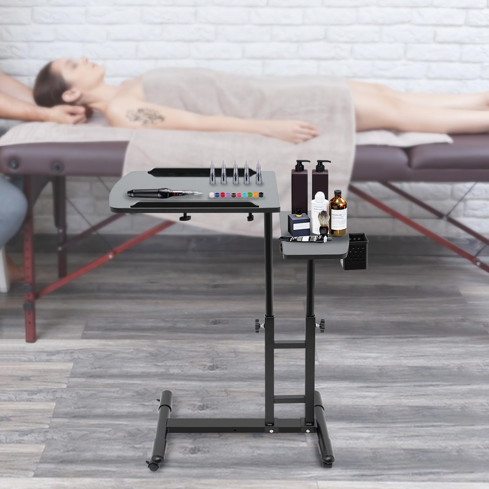 Estación de trabajo de tatuajes, altura ajustable, estación de trabajo vertical, mesa de escritorio, estación de trabajo portátil, desmontable, para tatuajes, belleza, masaje, pedicura, salón de