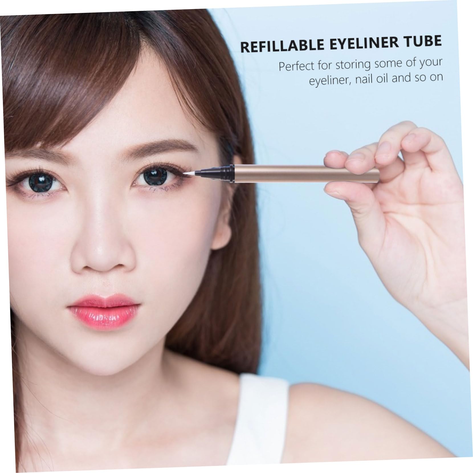 CALLARON 5 Pezzi Tubi Eyeliner Vuoti Ricaricabili da 1 Ml, Contenitore in Plastica Oro per Conservare Cosmetici, per Saloni