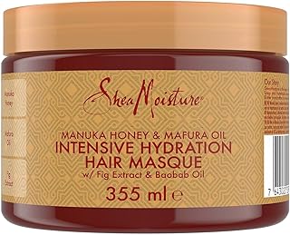 SheaMoisture Máscara Capilar Mel de Manuka e Óleo de Mafura - Hidratação Intensa para Cabelo Seco e Danificado - Com Óleo de Baobab e Manteiga de Karité - Sem Sulfatos - 1 x 355 ml