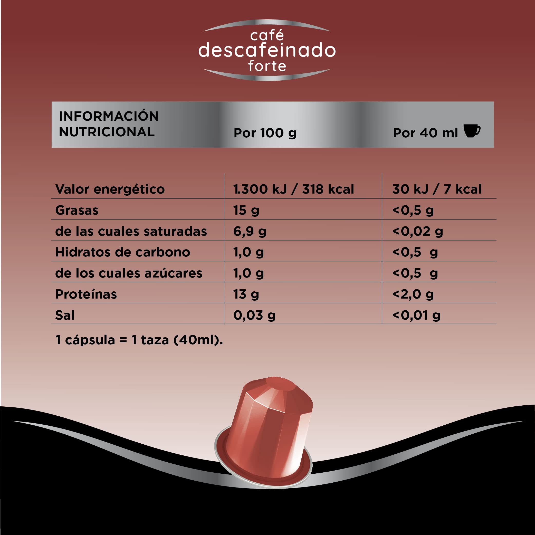Café Fortaleza Platinium, Cápsulas Compatibles con Nespresso, de Aluminio, Descafeinado Forte, Sabor Intenso, Tueste Natural, Pack 4x40 - Total 160 uds