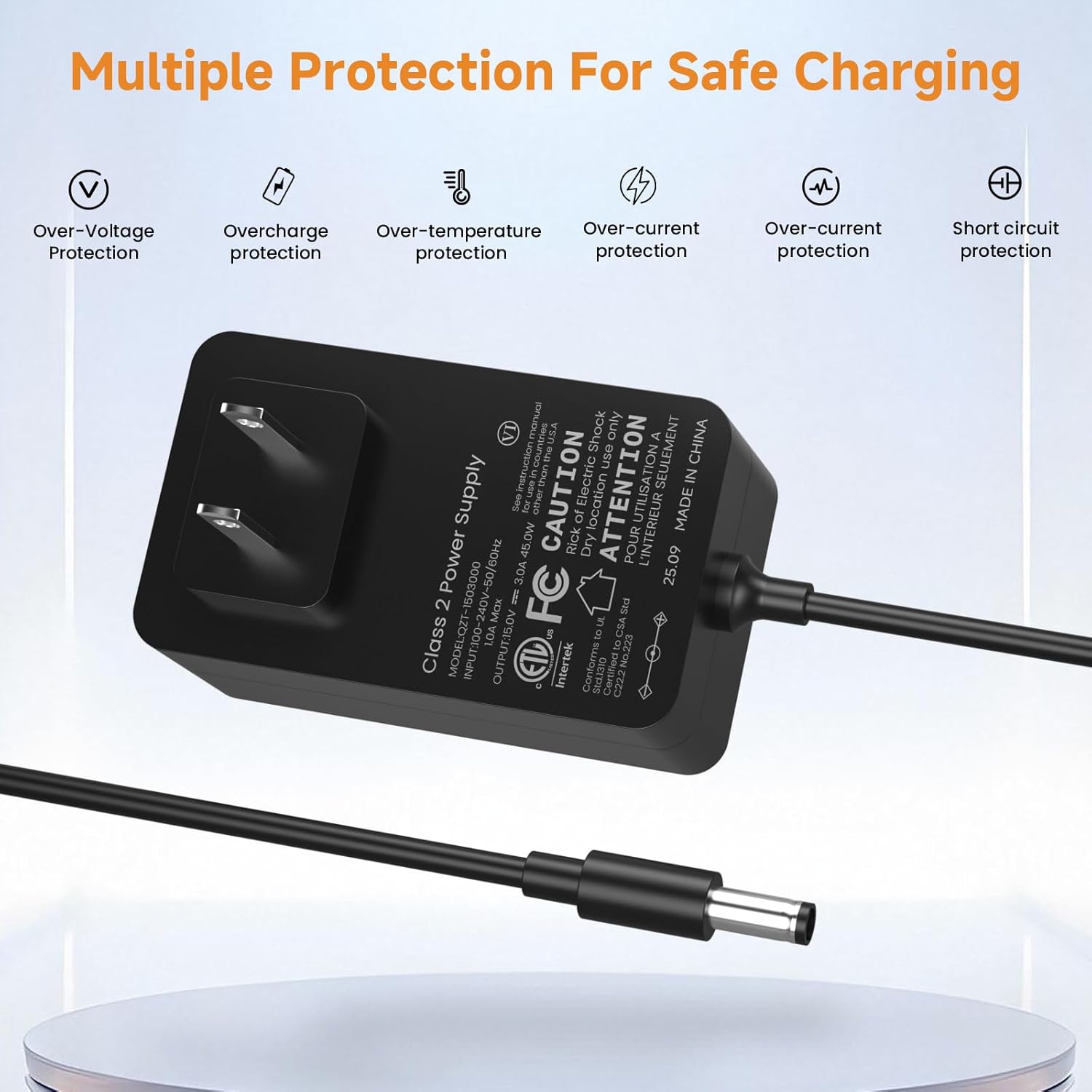 15V Speaker Charger Compatible with Turtlebox Gen 2 & Gen 3: Loud! Outdoor Portable Bluetooth 5.0 Speaker Power Cord Replacement. - Image 6