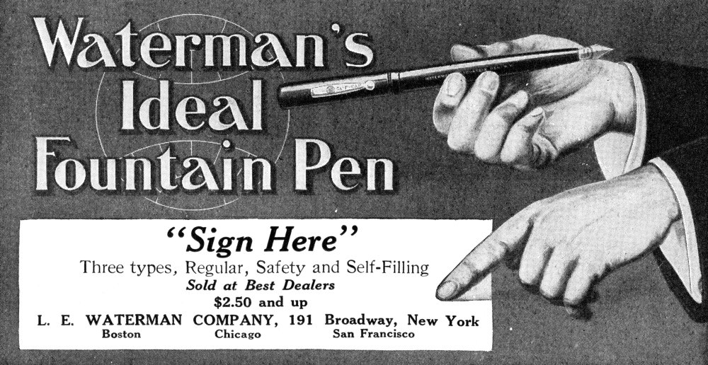 Ad: Fountain Pen, 1919. /Namerican Advertisement For Waterman'S Ideal Fountain Pen, 1919. Poster Print by (24 x 36)
