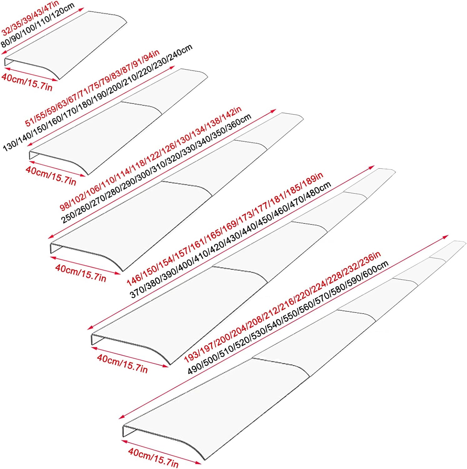 Curved Window Door Canopy,Transparent Canopy Awning,Front/Back Door Porch Canopy,Polycarbonate Cover,Door Awning Canopy,Rain Protector Shelter,3.5mm Thick,for Outdoor (40x260cm/15.7" x102)