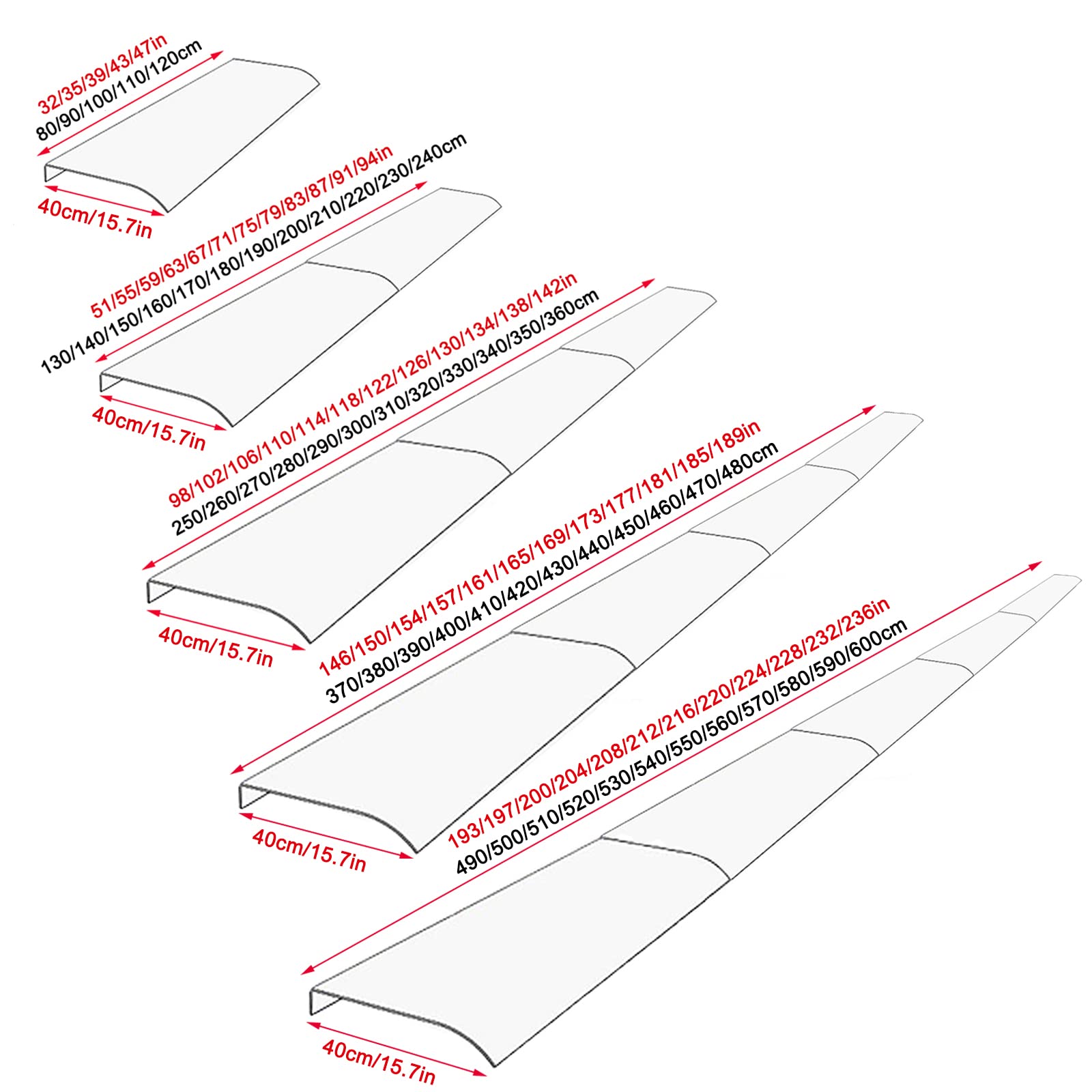 Auvent De Porte Transparent Anti-pluie Et UV - 40x150 Cm - En Polycarbonate - Autonettoyant, Facile à Installer - Pour Entrée, Fenêtre
