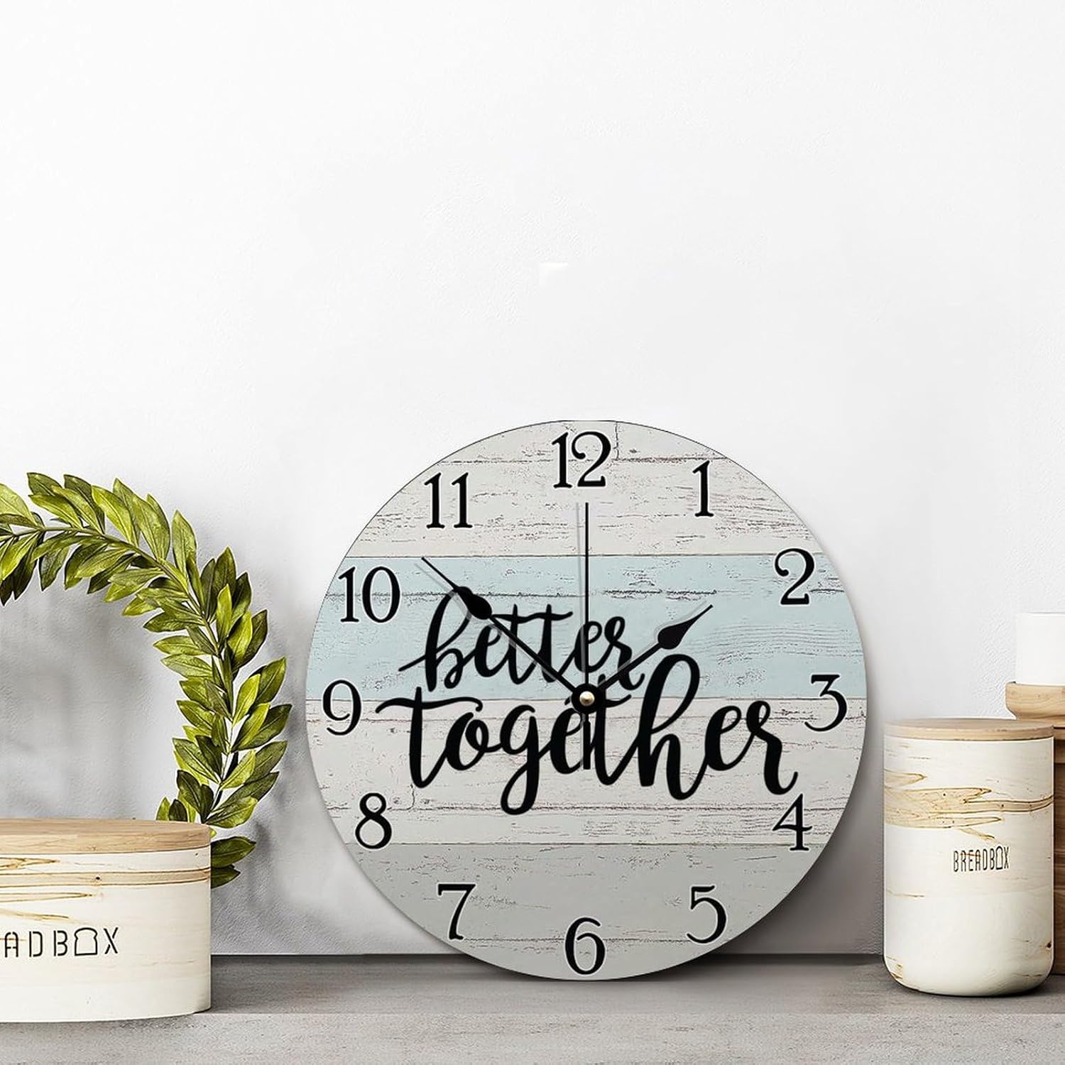 Better Together Wall Clock Christian Jesus Quote Wooden Wall Clocks Battery Operated 12 Inch Non-Ticking Bible Verse Home Decor Wall Decor for Living Room Kitchen Bedroom Bathroom