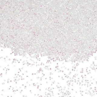 OLYCRAFT 210g White Bingsu Beads 3mm Long Straw Tube Beads Iridescent Crispy Bingsu Beads Lightweight Bingsu Beads Glitter Bingsu Beads for Crunchy Vase Filling DIY Craft Supplies