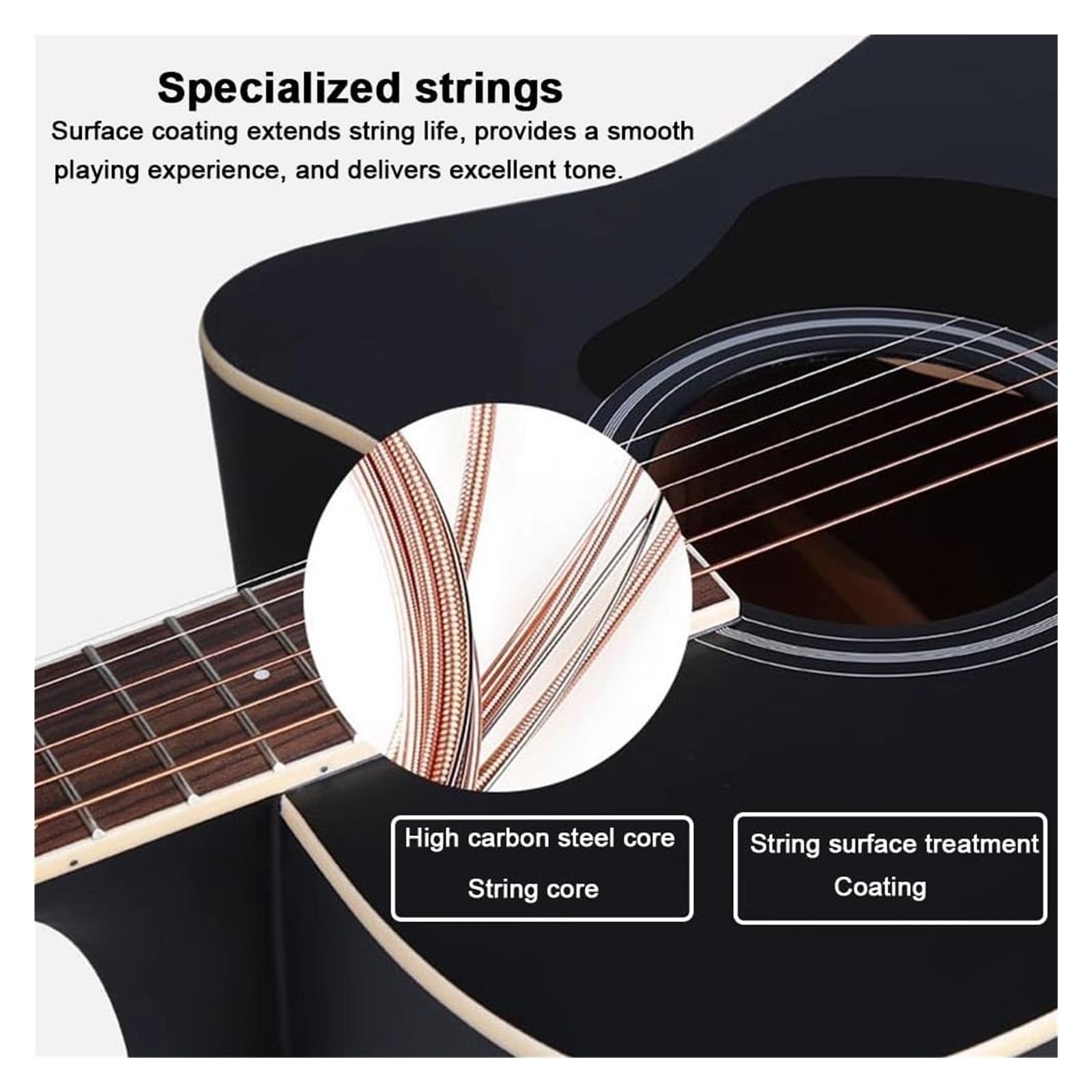 41-Zoll-Cutaway-Akustikgitarrenpaket For Einsteiger, Basis-Starterset In Voller Größe Mit Gigbag, Saiten, Gurt, Stimmgerät Und Plektren For Musikliebhaber Der Einsteiger(Black)