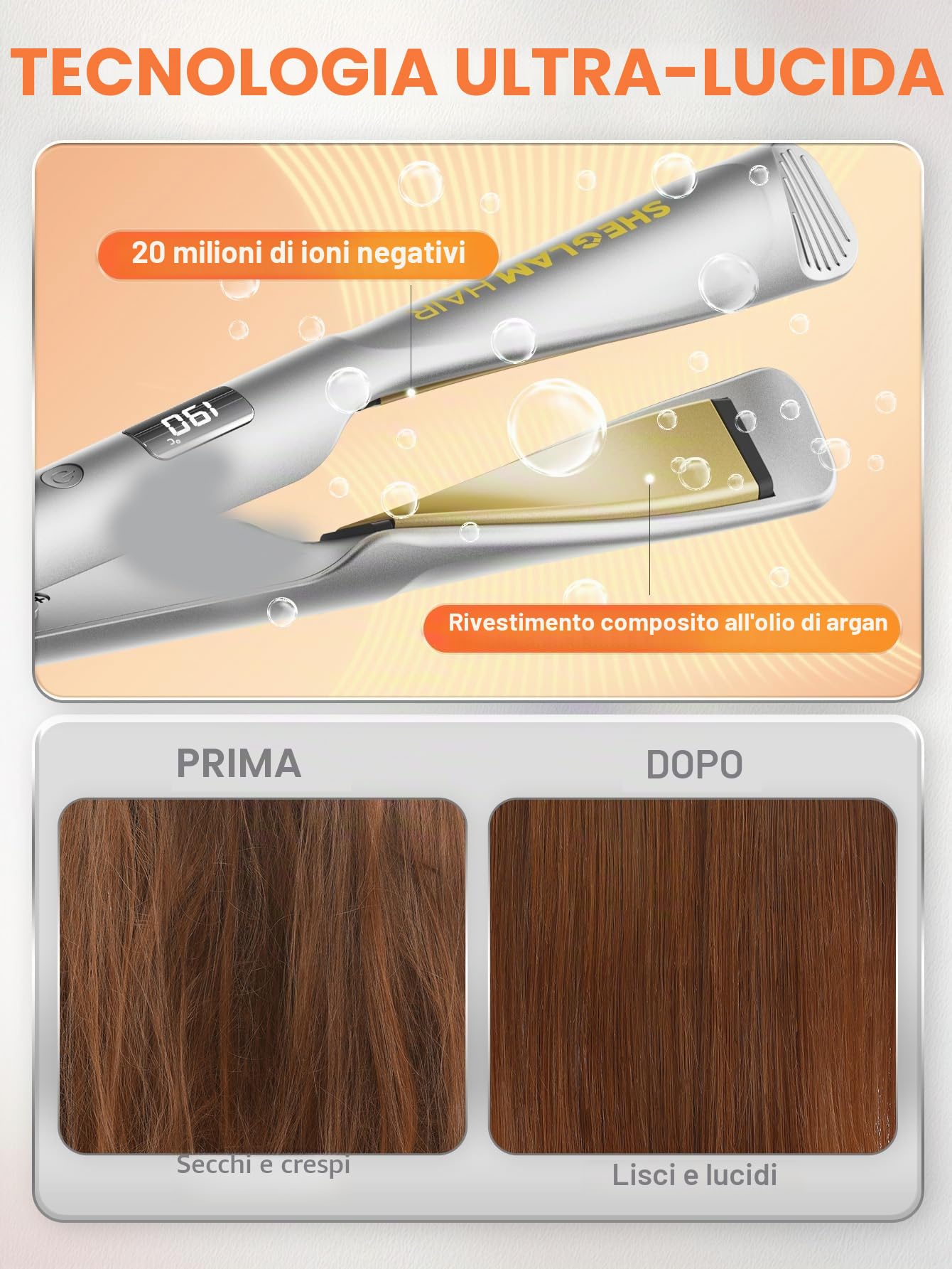 SHEGLAM Sleek Chic Twist Kiss - Piastra lisciante 2 in 1 (lisciatura e ricci), 1 pollice, 60 secondi, riscaldamento rapido, 20 milioni di ioni negativi, 5 livelli di temperatura, facile da viaggiare