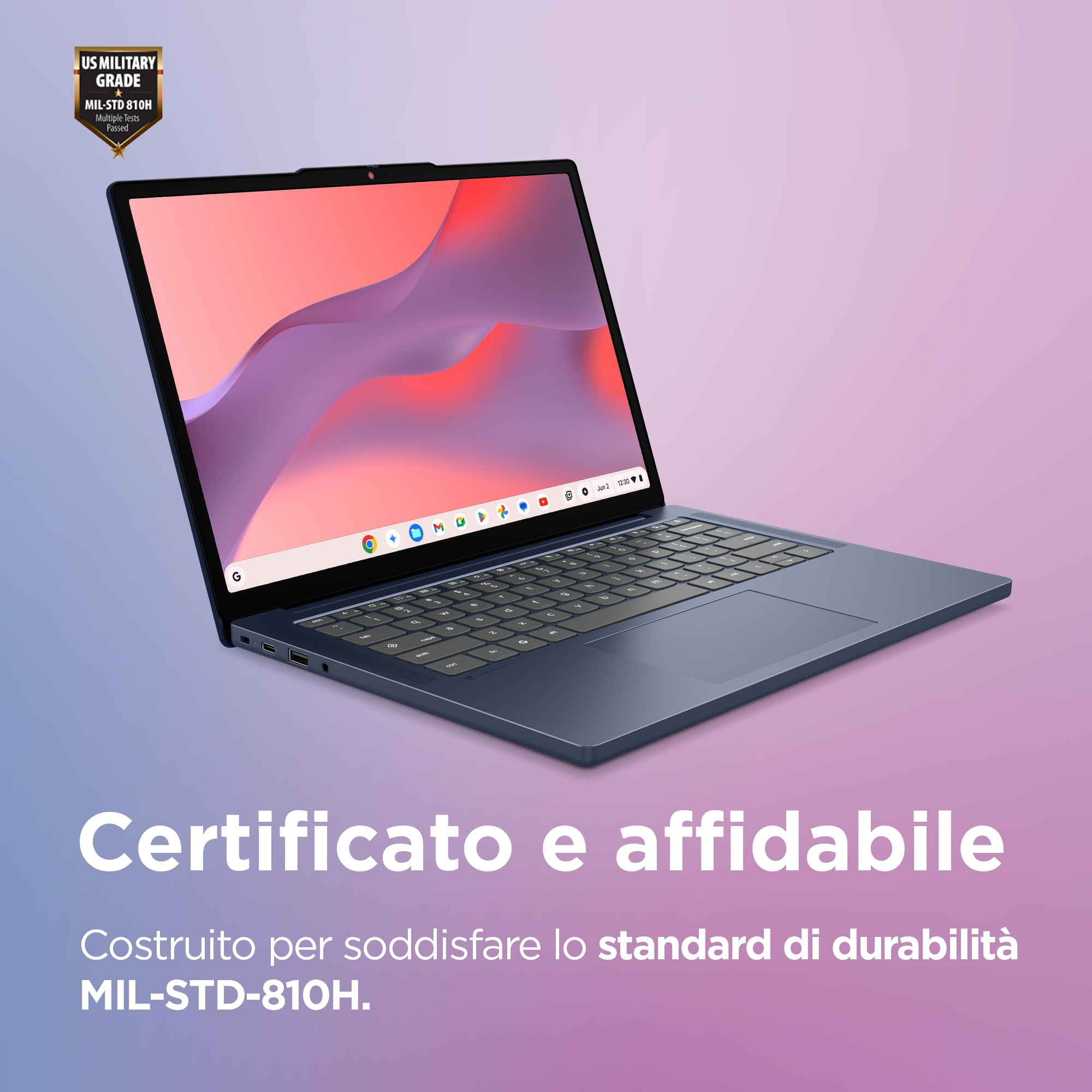 Lenovo Chromebook 14" Notebook IPS WUXGA (1920x1200), 128GB SSD, 8GB RAM, Wi-Fi6E, ChromeOS, MediaTek Kompanio 540 - Laptop Leggero per Studio, Streaming e Uso Quotidiano - Caricatore non incluso