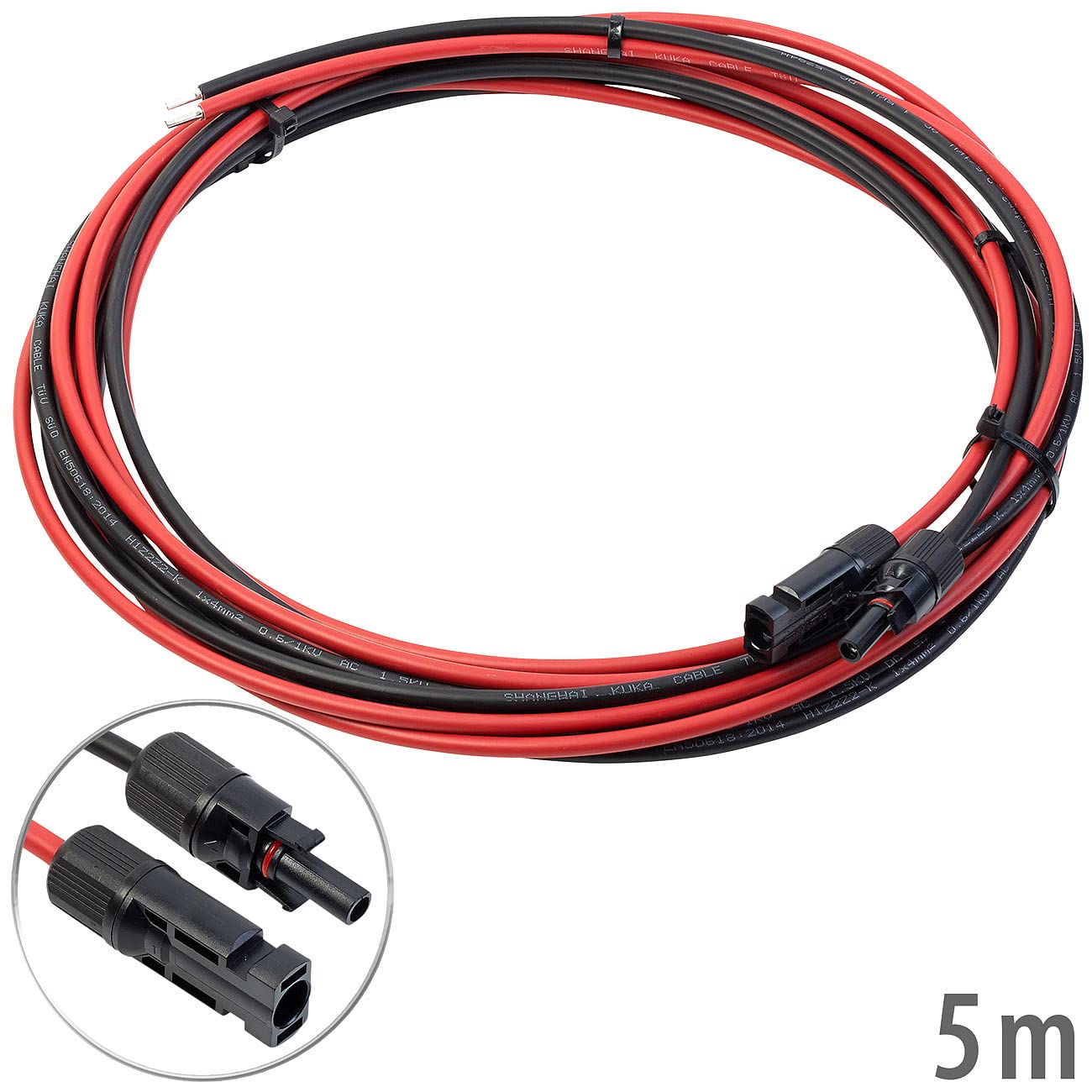 revolt Solarleitungen: 4er-Set Solarmodul-Verbindungskabel, 4 mm² Leitungsquerschnitt, 5 m (Solarzellen Kabel, Solarkabel)