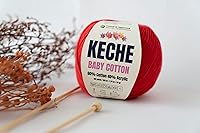 Vista 5 de Keche Hilo de algodón, 60% algodón, 40% hilo acrílico, hilo de algodón suave para crochet y tejer, hilo amigurumi, 1 madeja/bola, 1.76 onzas (50g)