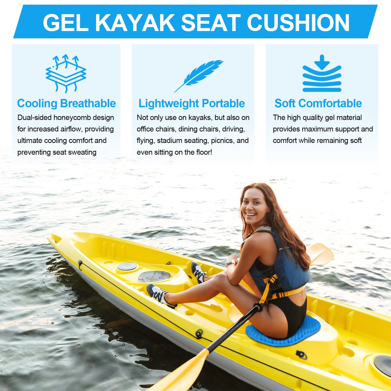 Kayak Seat Cushion - Anti-Slip & Waterproof -3 Kayak Seat Cushion - Anti-Slip & Waterproof -3