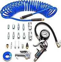 Vista 8 de YOTOO Kit de accesorios para compresor de aire de alta resistencia, 18 piezas, kit de herramientas de aire NPT de 1/4 pulgadas con medidor