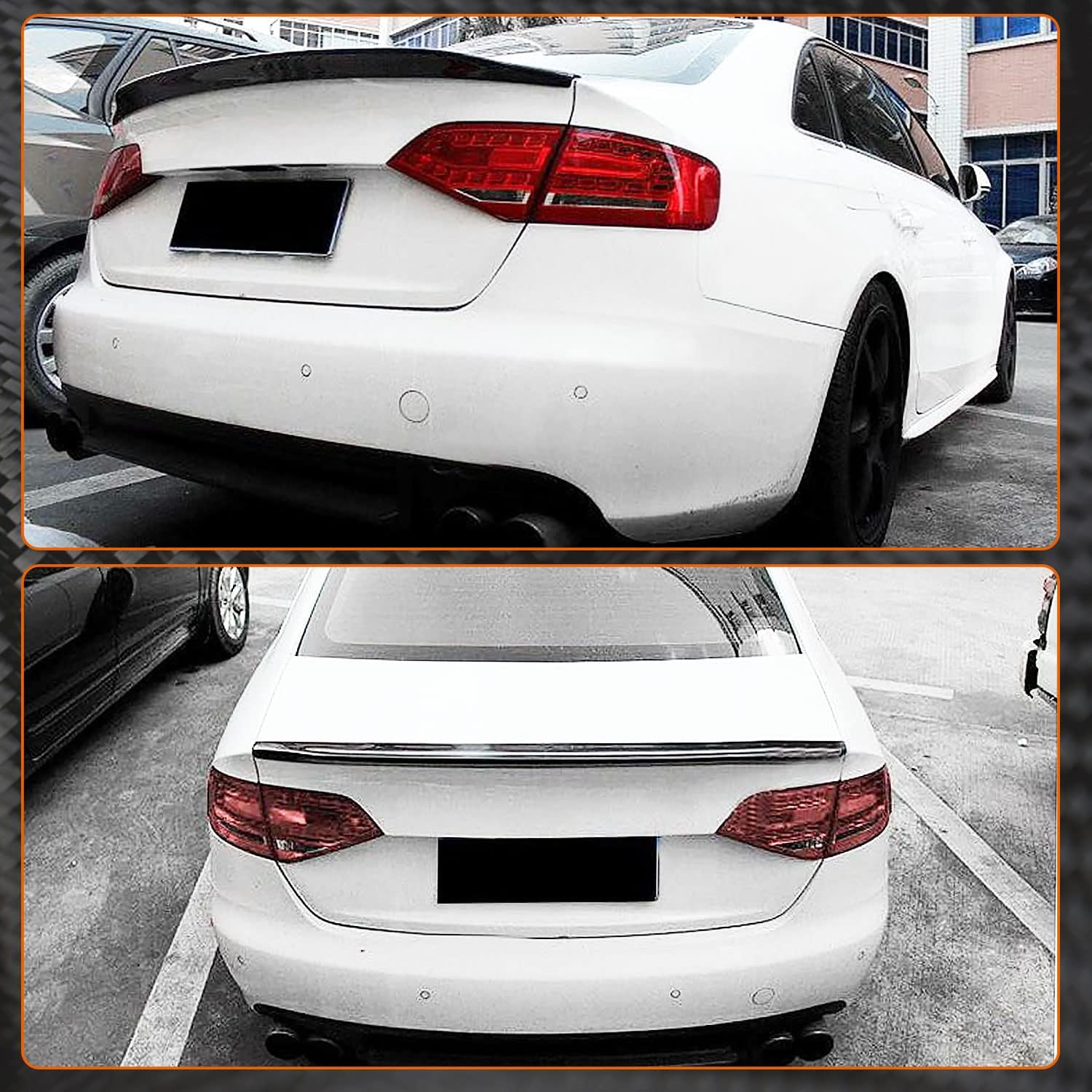 MCARCAR KIT Carbon Fiber Trunk Spoiler Fits for Audi A4 B8 Standard Sedan Non-S4 2009-2012 CNC Moudling Car Rear Trunk Spoiler Wing