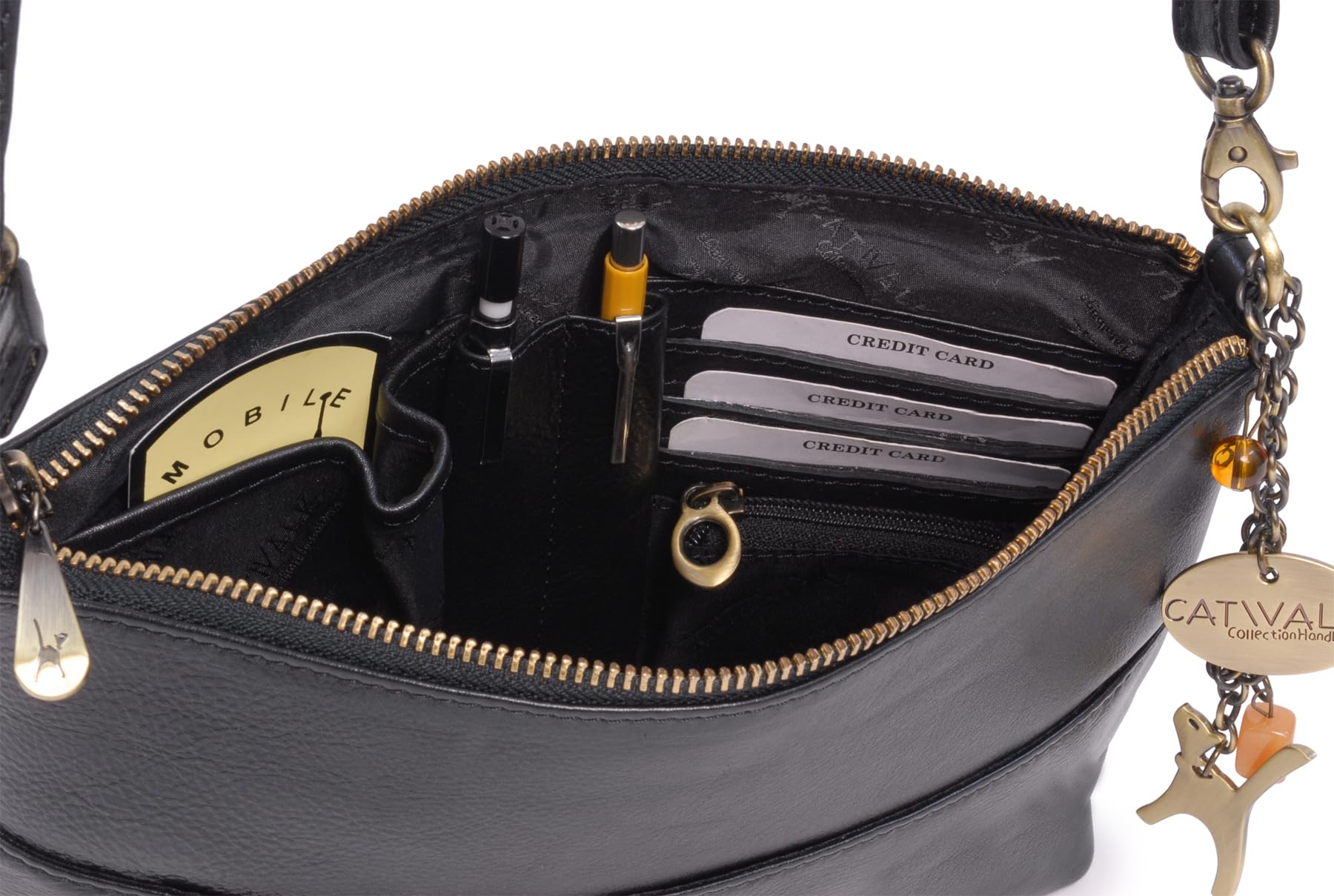 Catwalk Collection Handbags - Borsa a Tracolla Media in Pelle - Borsa a Mano Donna - Borsetta da Giorno Formato A5 - Tracolla Rimovibile - Jenny