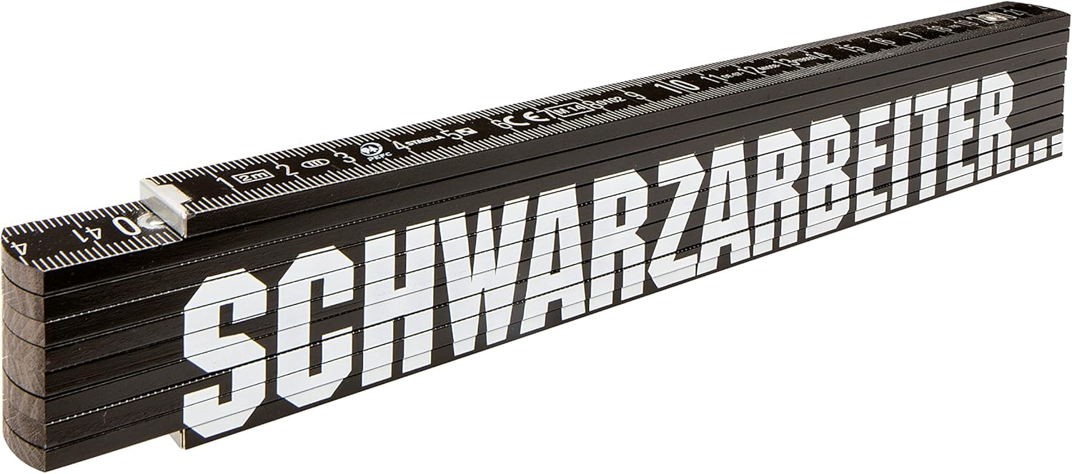 Stabila Holz-Gliedermaßstab Type 707 P SCHWARZARBEITER, 2 m, schwarz, metrische Skala, mit Winkelschema, PEFC-zertifiziert