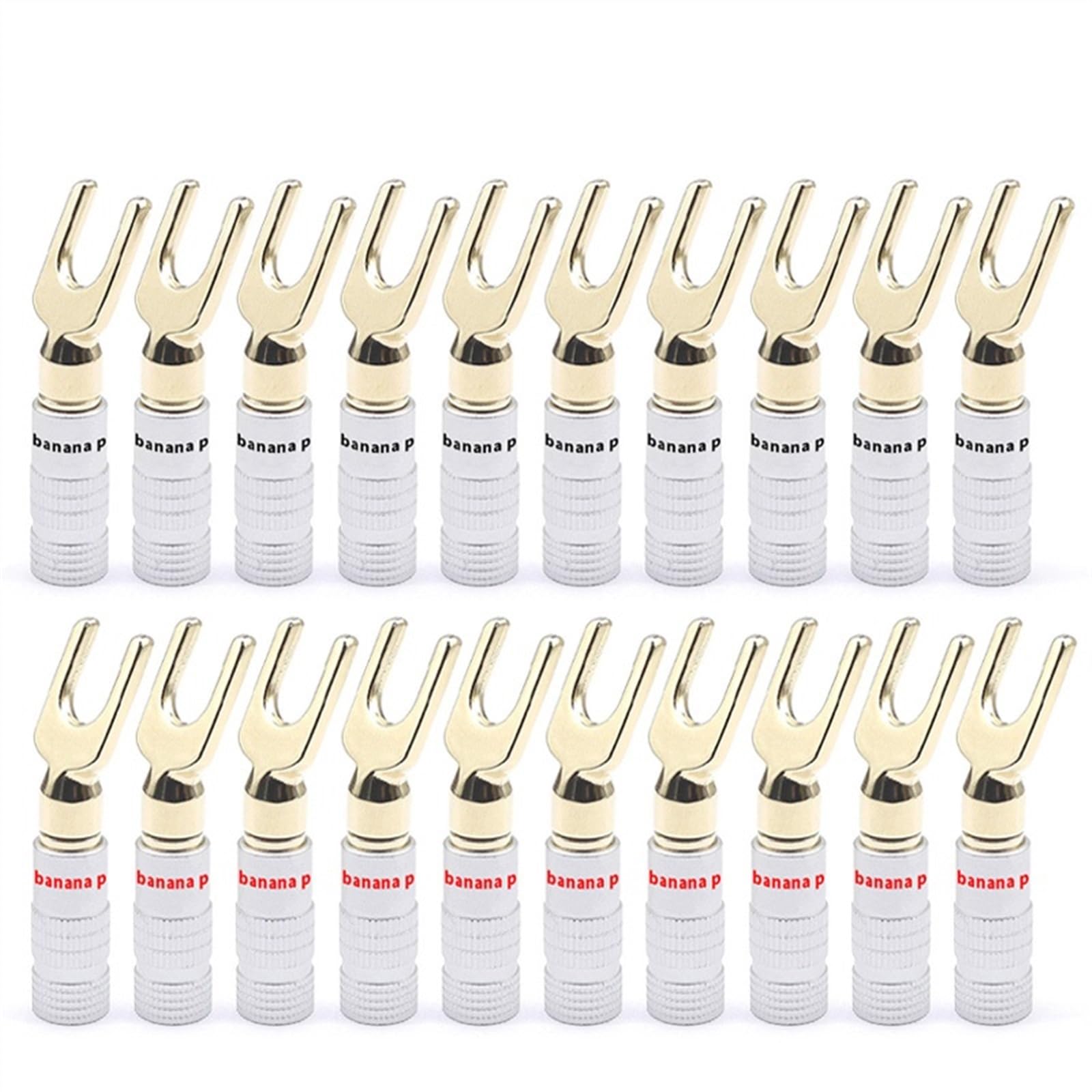 20 pièces/10 Paires de fiches Banane de Type Y/U, connecteur mâle Banane en Laiton plaqué Or