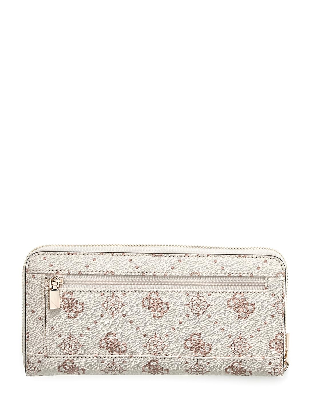 GUESS portafoglio Carrie Logo Large Zip Around Wallet Vanilla Logo avorio