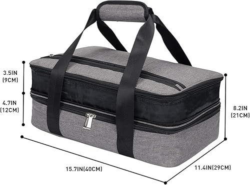 Miniatura 2 de QEES Cazuela portadora aislada, contenedor de alimentos portátil, impermeable, gris