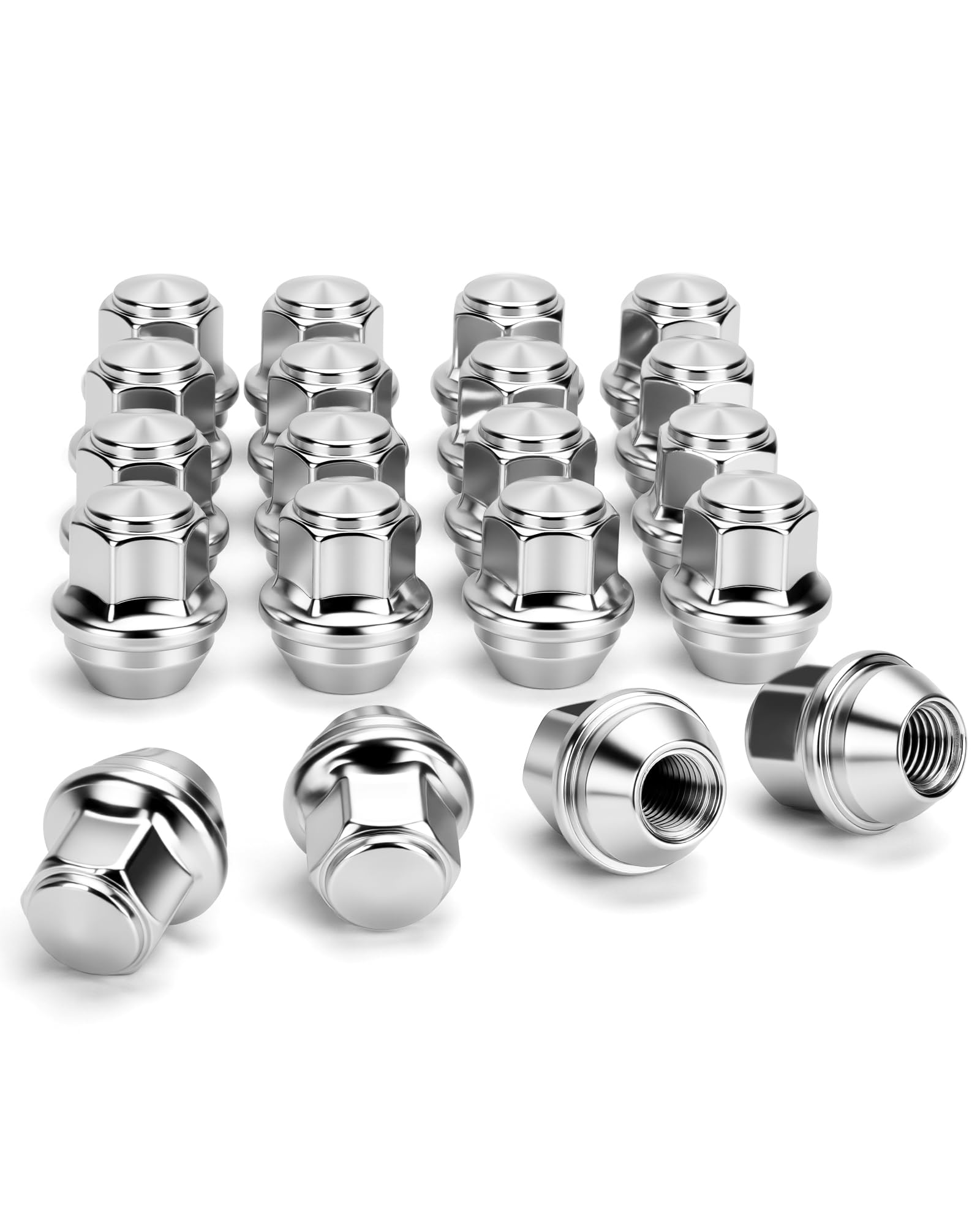 M12x1.5 Lug Nuts, One-Piece Large Acorn Seat OEM Factory Wheel Nut Replacement for 2001-2025 Ford Escape, 2012-2018 Ford Focus, 2006-2019 F-ord Fusion & Lincoln MKC/MKZ, Chrome Anti-Rust Replacement