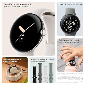 Amazon.com: Google Pixel Watch, 41mm Polished Silver Case w