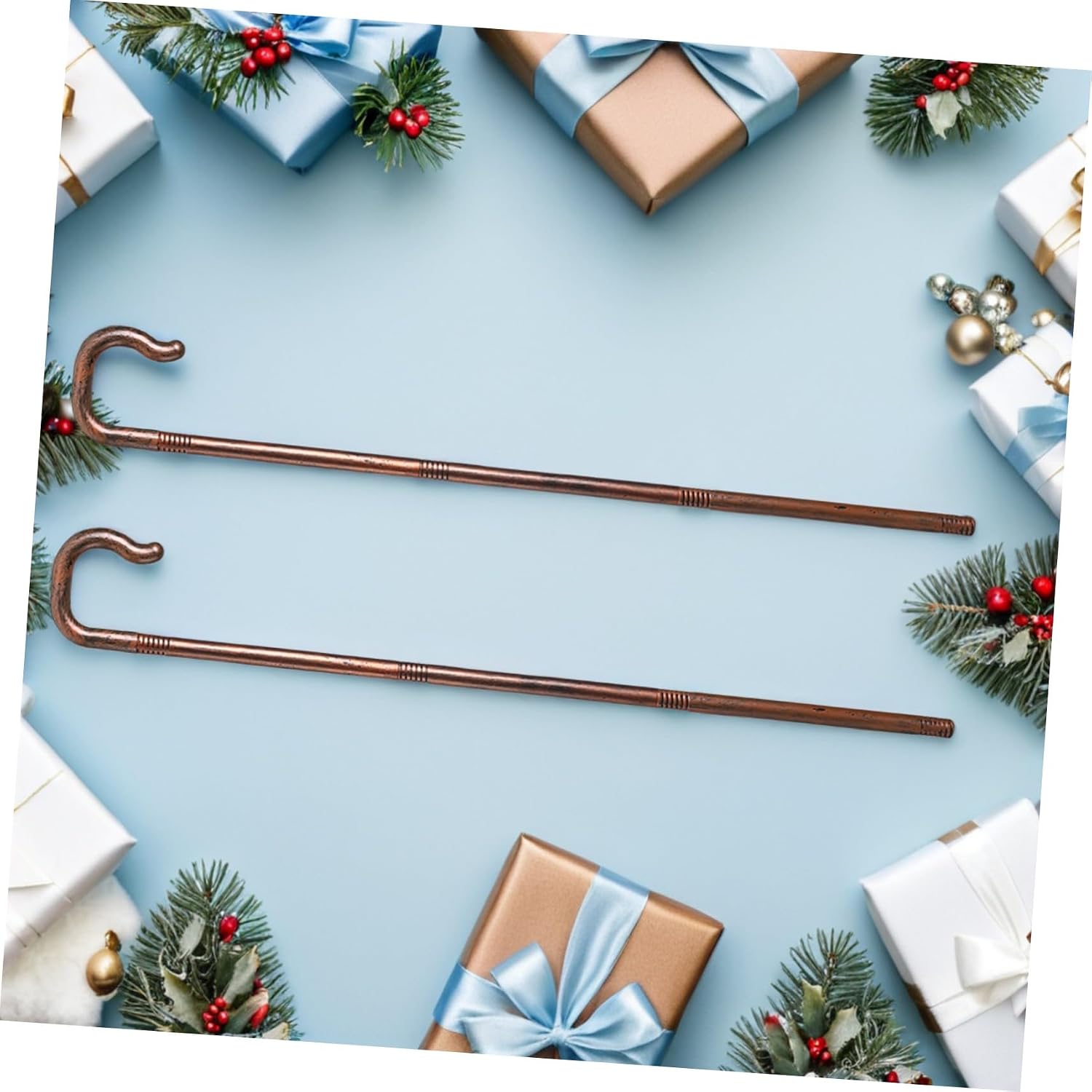 SHERCHPRY 2pcs Halloween Crutch Props for Stage Performance Cosplay and Party Decoration Eye-catching Cane for Witch Costumes and Halloween Events Dark Brown
