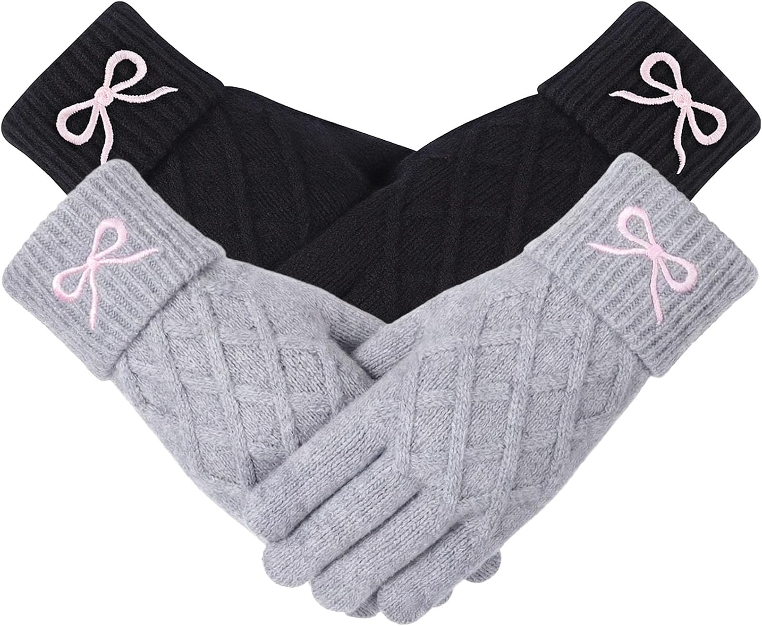 Liitrsh Women Winter Gloves with Embroidery Bow
