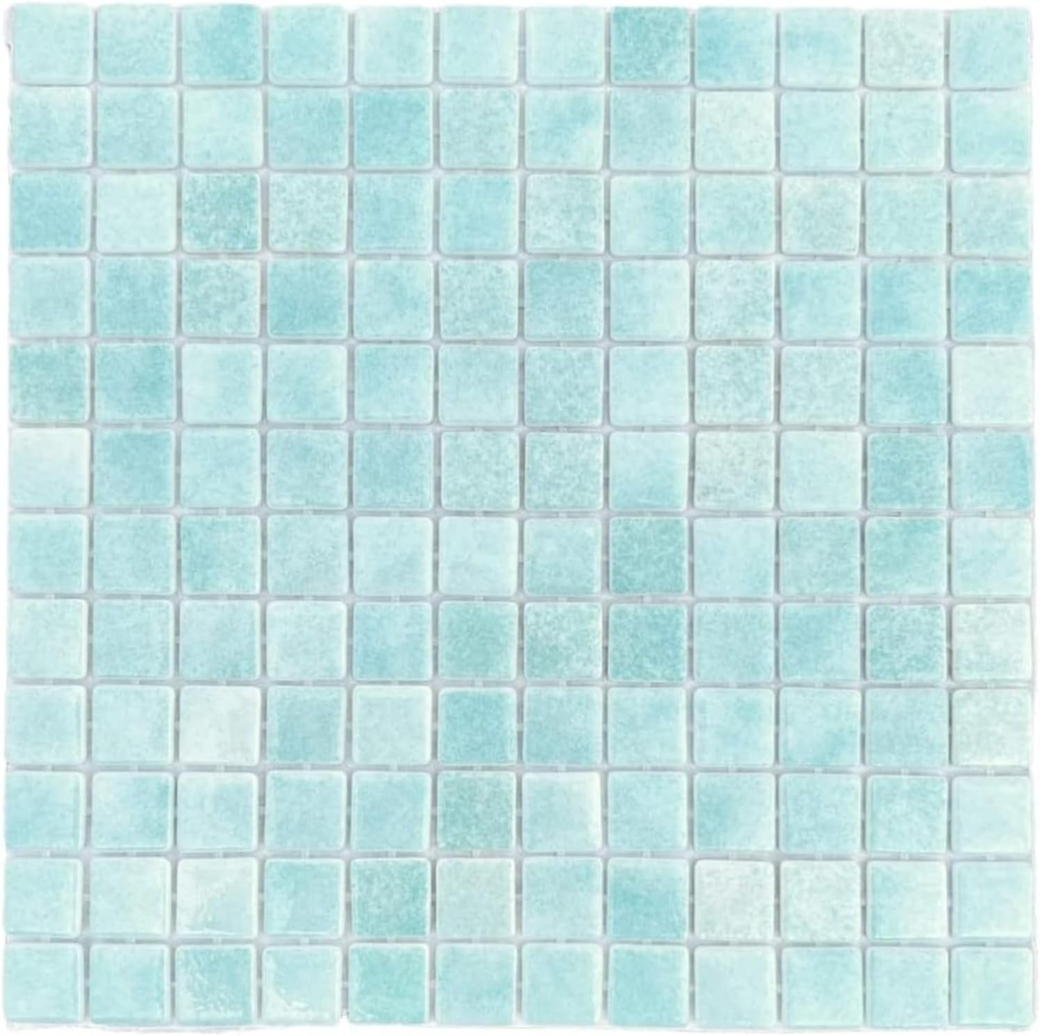 Tenedos Mint Blue Recycled Glass Mosaic Tile – 7/8" Square Pattern, Box of 10 Sheets for Kitchen Backsplash, Bathroom Walls, Showers, Pools, Spas, and Accent Walls