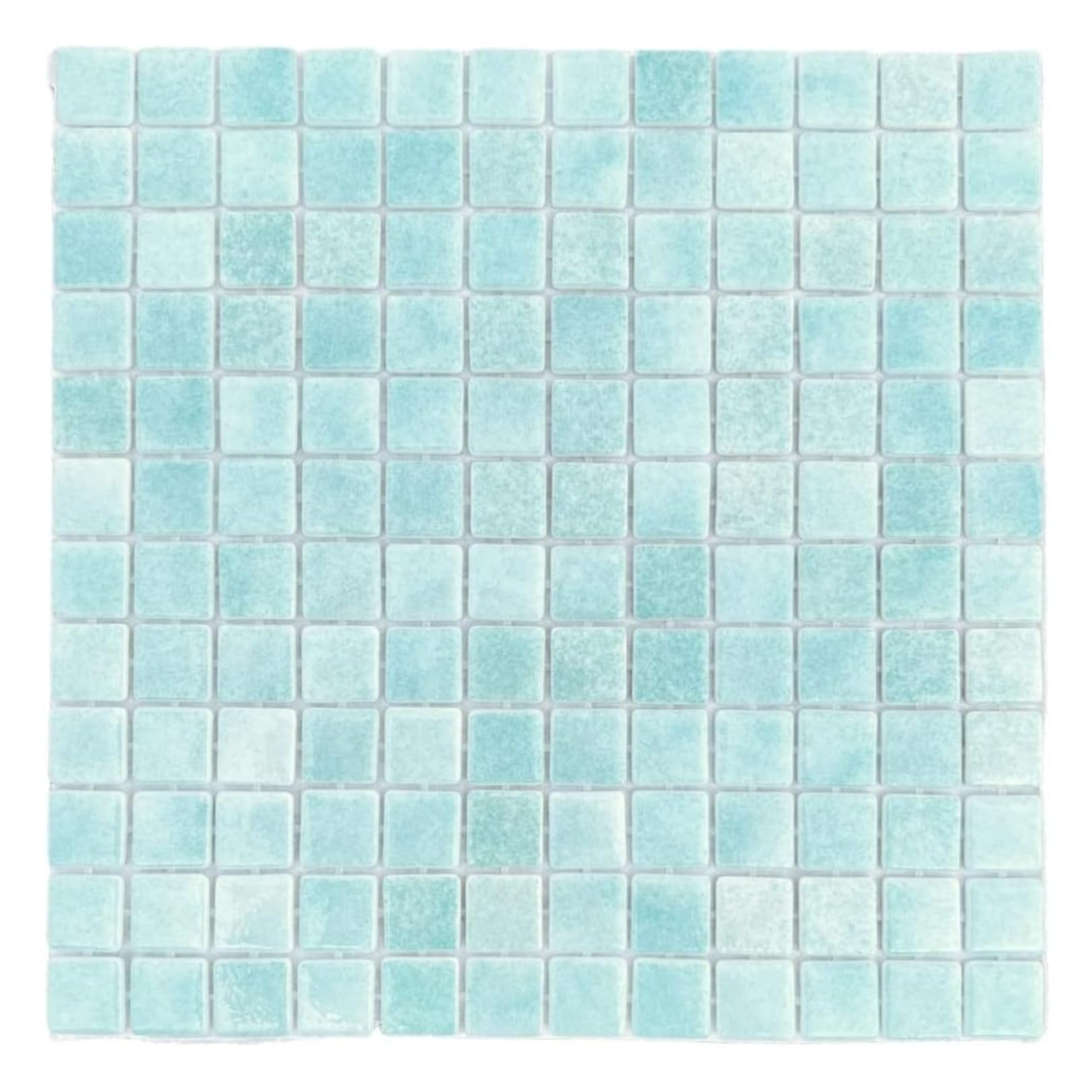 Tenedos Blue Recycled Glass Mosaic Tile - 7/8" Square Pattern for Kitchen, Pool, Bathroom, Accent Walls. Not Peel & Stick. (Mint Blue, 10 Sheets)