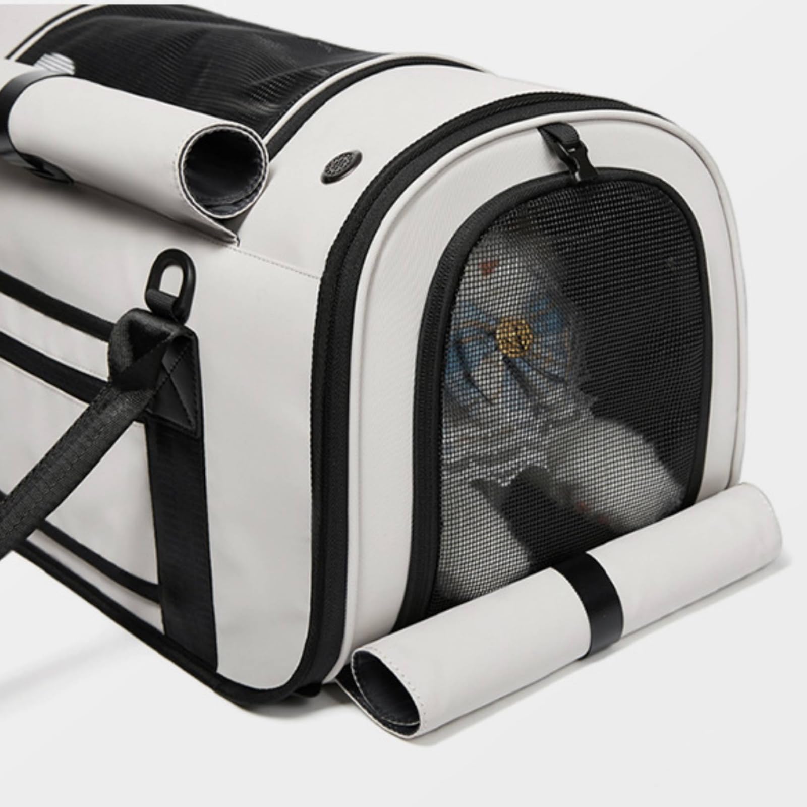 Trasportino Pieghevole Ventilato Trasportino con Tracolla Traspirante Borsa per Gatti, Viaggiatori, Veterinario, Nero, 20 Pollici