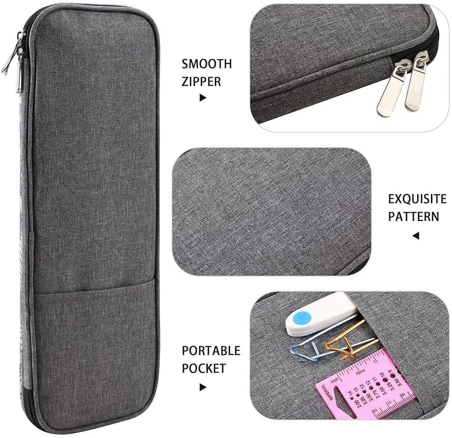 Sanfly Knitting Needles Case Empty Zipper Knitting Pin Storage Case Travel Crochet Storage Bag for Carrying Various Crochet Needles