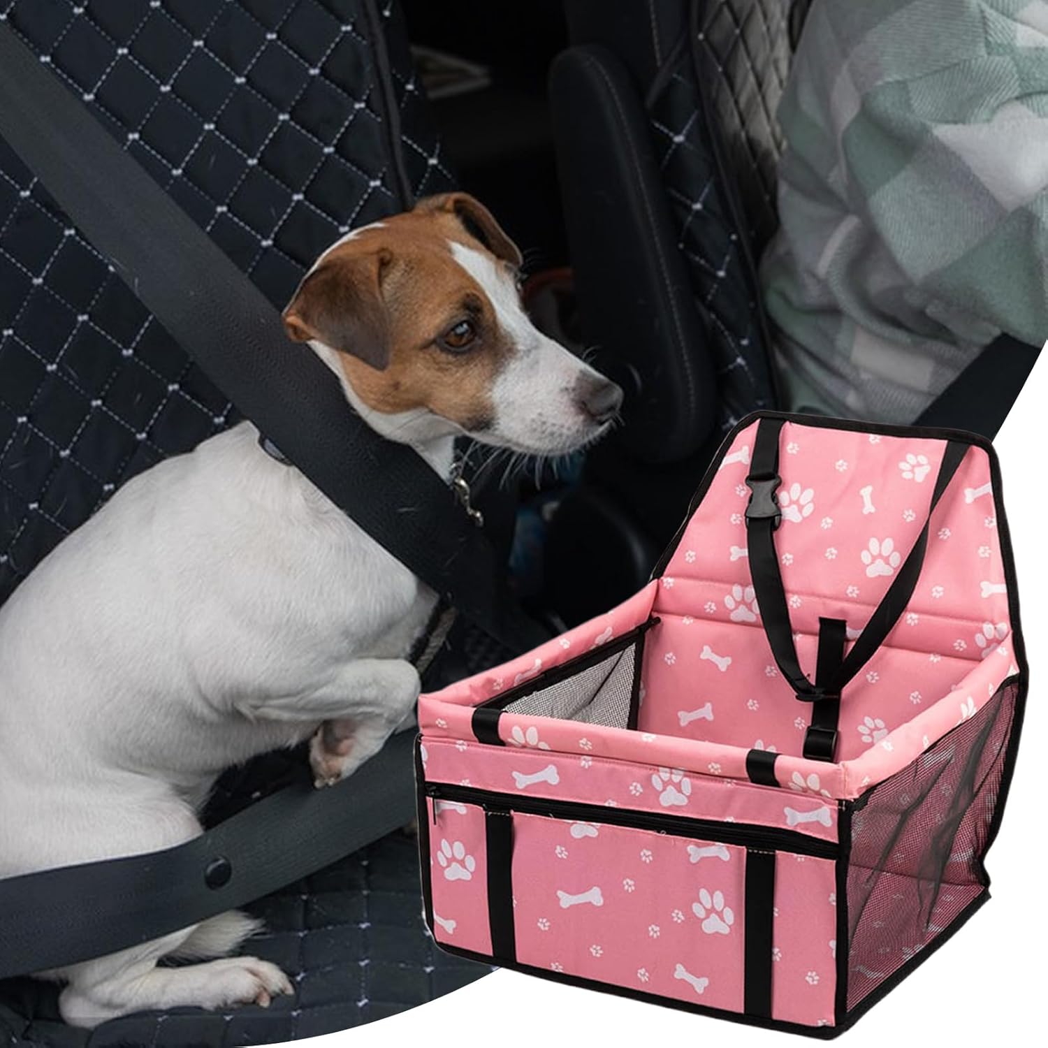 Dog Seat In Car - Car Seat And Pet Travel Bed with Pockets,Waterproof Pet Accessories for Long Trips To The Vet To Park And On The Road 4