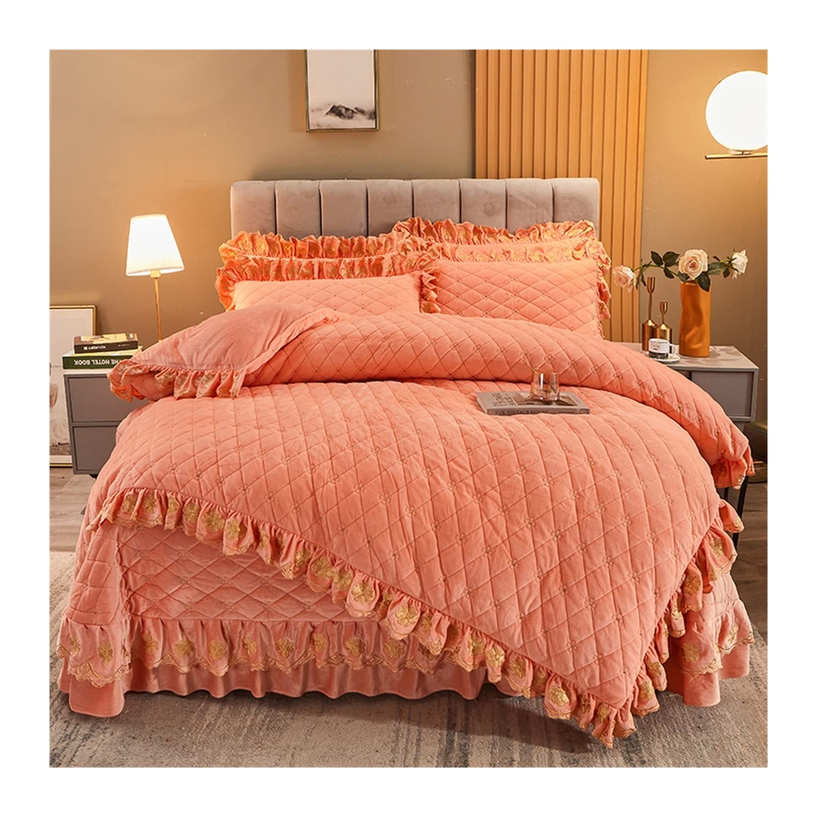 Housse de couette 4 pièces style européen en velours corail RWRAPS lit 2.0m