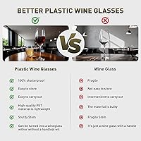 Vista 7 de Juego de 4 copas de vino de plástico, desmontables de 12 onzas, vaso de vino sin tallo, reutilizable, portátil para exteriores, inastillable