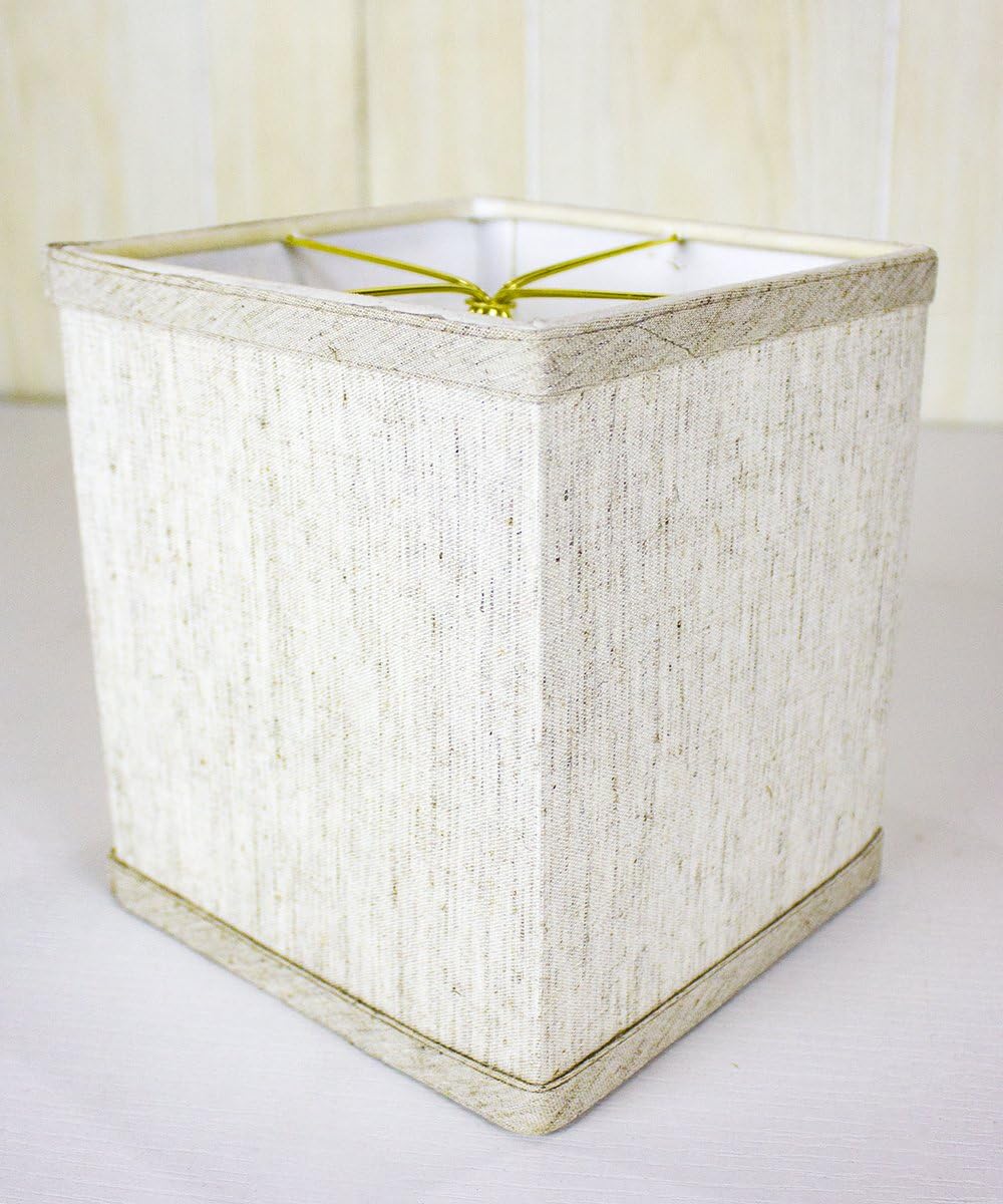 6x6x7 Textured Oatmeal Square Drum Lampshade Linen - Perfect for small table lamps, desk lamps, and accent lights -Medium, Textured Oatmeal Linen