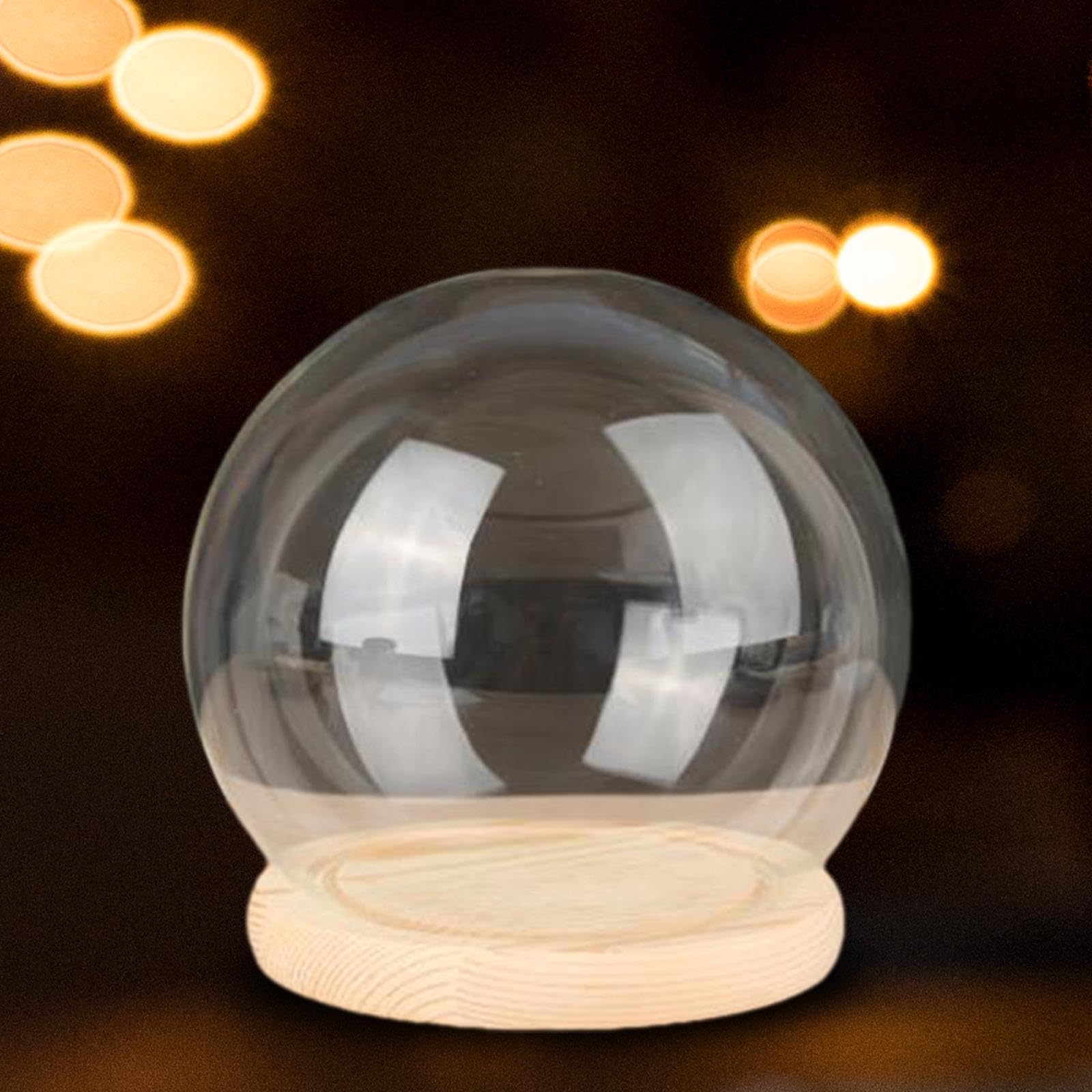 Ausstellungskuppel mit Holzsockel, Glaskuppel, Terrariensockel, Puppenhaus-Dekoration, staubdicht, DIY-Klarglas-Cloche-Kuppel für Hochzeitsfeier, 15 cm Holzsockel