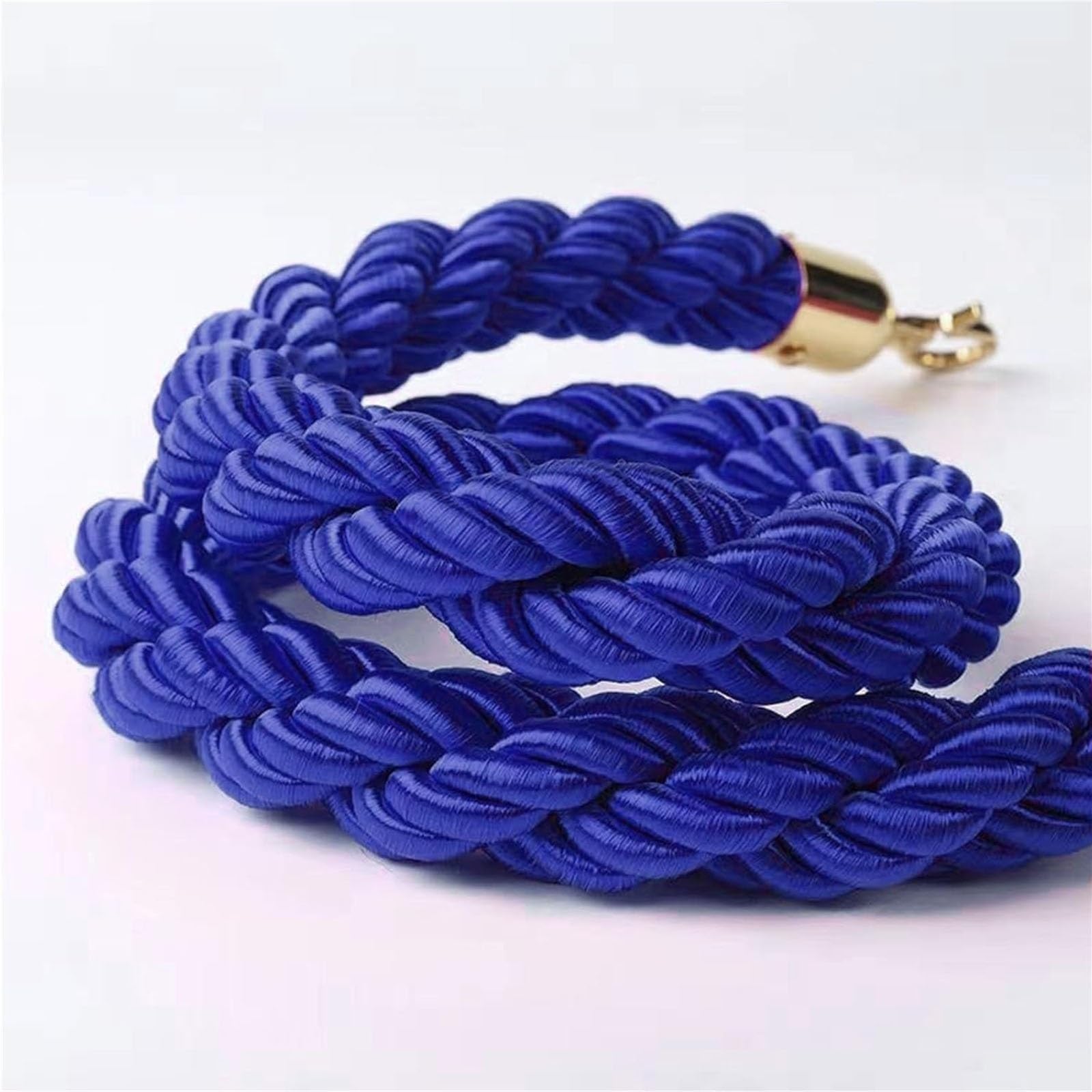 Barrier Rope, Blue Queue Barrier Ropes, Twisted Braided Hemp Rope(Gold Hook,2.5m/8.2ft)