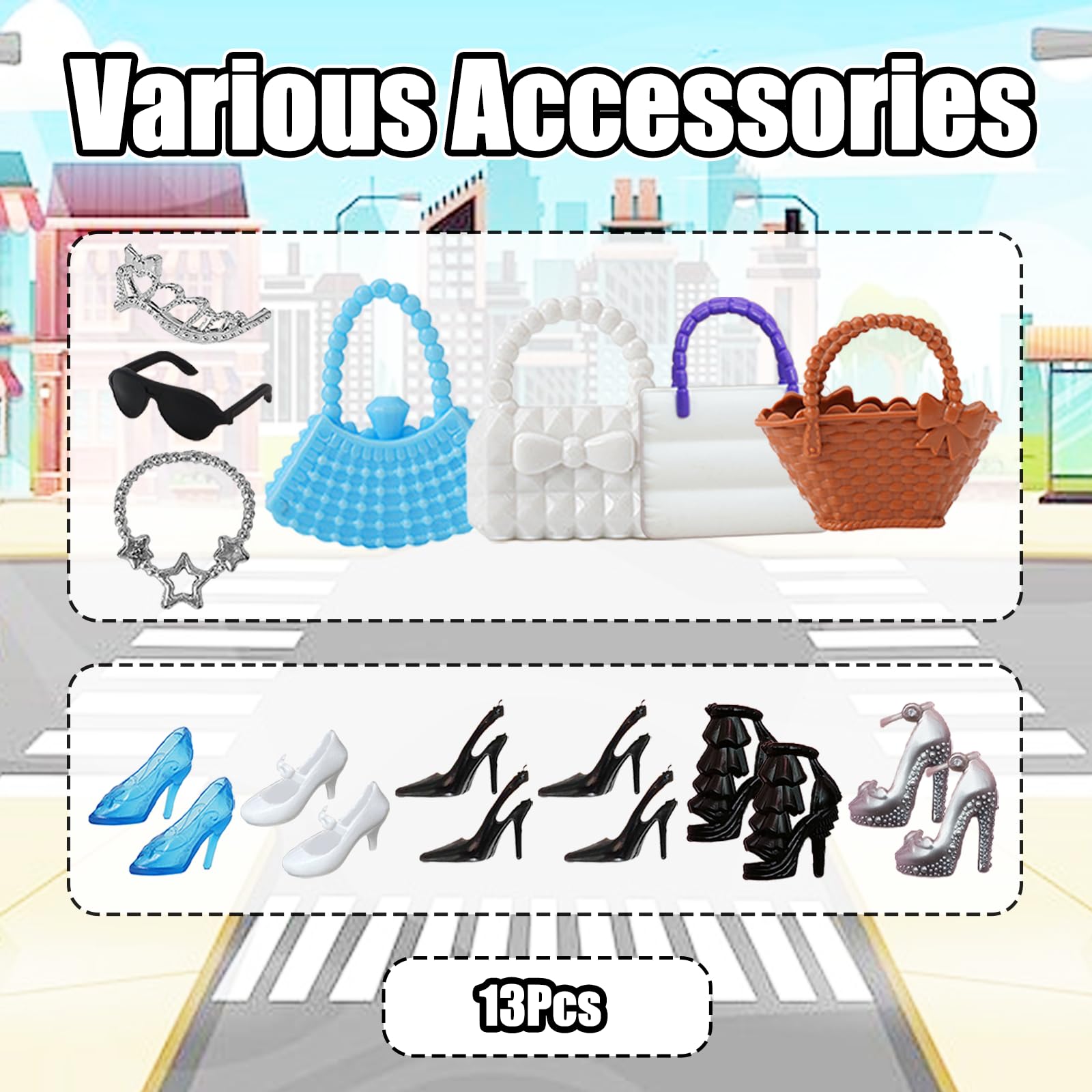 23 Pcs Doll Clothes and Accessories Set for 11.5 Inch Girl Doll - Image 4