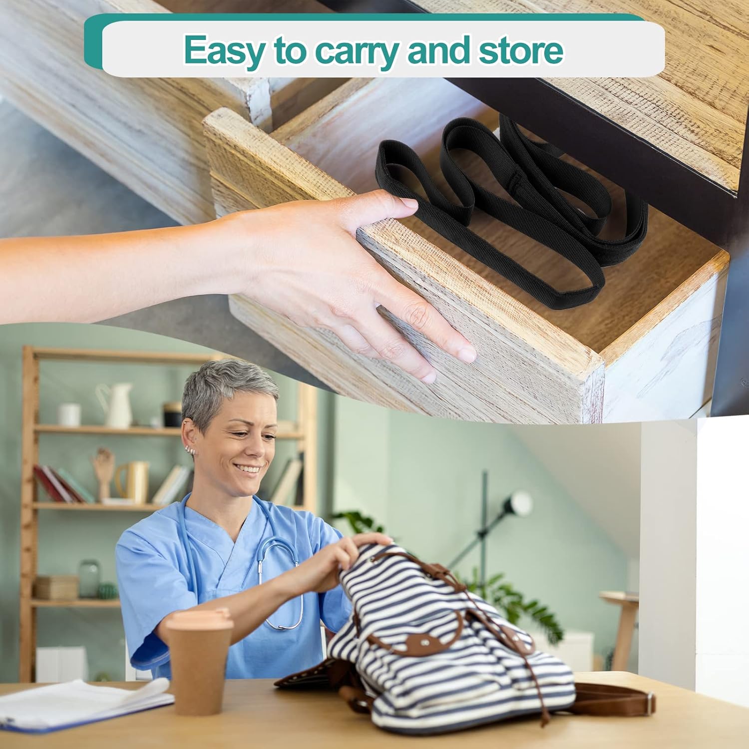 Homymusy 41 Inch Long Leg Lifter Strap,Durable Rigid Handgrips,Large Foot Loop Great for Hip and Knee Surgery Recovery Aids(Without EVA Handles) : Health & Household