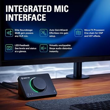 Elgato Wave XLR MK.2 USB Audio Interface and DSP Mixer | 80dB gain, Onboard voice effects, LED level feedback, Touch mute, Ultra-low-latency monitoring, Works with Stream Deck