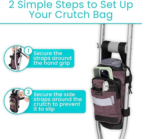 Miniatura 17 de Vive Bolsa de accesorios para muletas, bolsa para muletas, kit de almacenamiento de accesorios para mujeres, hombres, adultos, niños, soporte