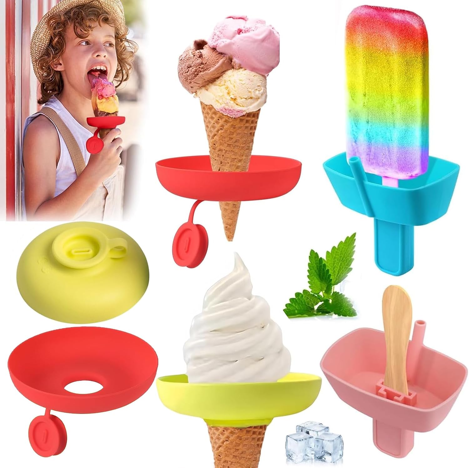 Porte Bâtonnet De Glace En Silicone - Anti-fuites, Forme Patte De Chat - Lot De 4 Couleurs - Pour Enfants été