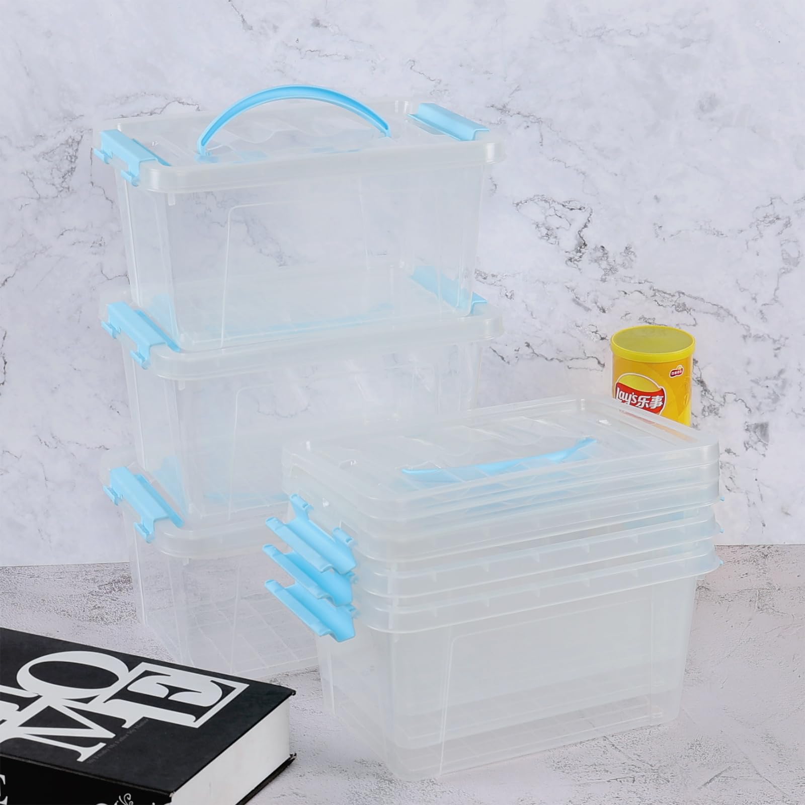 6L Kunststoff Aufbewahrungsbox mit Deckel 6er Set Klar Verriegelung Aufbewahrungsbehälter