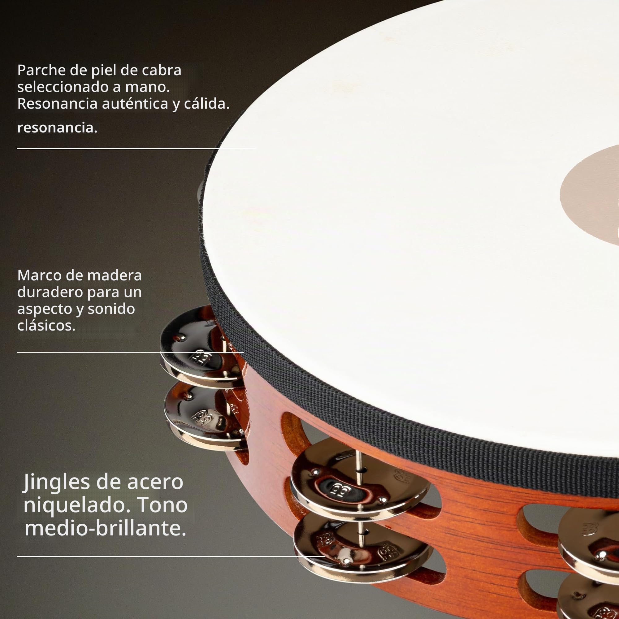 Meinl Percussion TAH2AB - Pandereta de madera, Cabeza africana