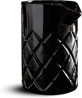 Amehla Cocktail Mixing Glass - Black Bar Mixer Pitcher, Thick and Weighted for Stirred Cocktails, 17-ounce / 500ml
