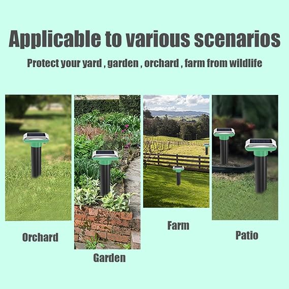 Solar Animal Repeller, Solar Heville Repeller Ultrasonic Outdoor | Mouse Repeller Taupe Repeller | Ultrasonic Repeller Animal Control, Snake Repeller, Animal Stake for Snake Mole Vole