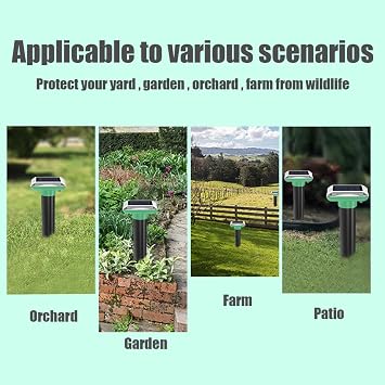 Solar Animal Repeller, Solar Heville Repeller Ultrasonic Outdoor | Mouse Repeller Taupe Repeller | Ultrasonic Repeller Animal Control, Snake Repeller, Animal Stake for Snake Mole Vole