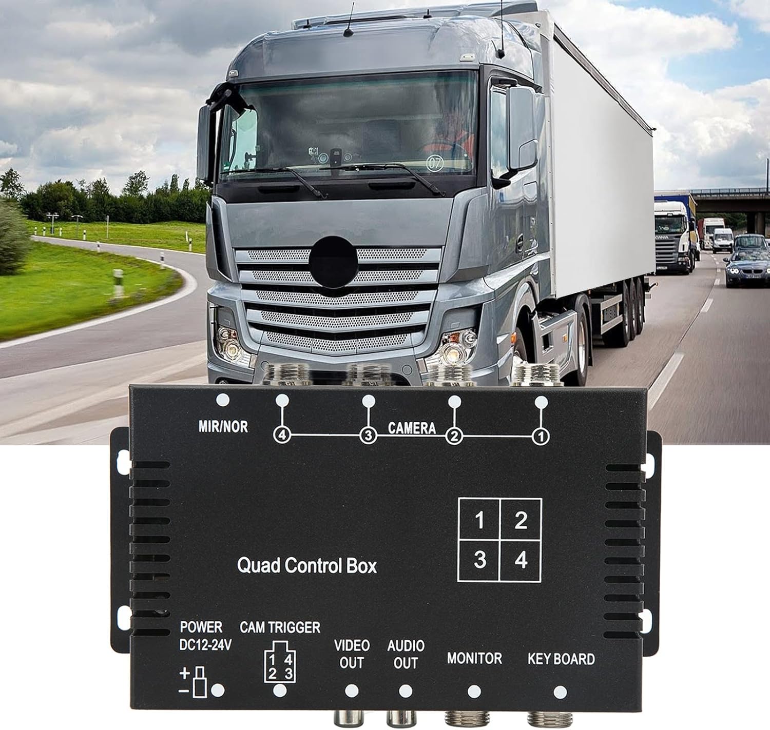 4 Channel Video Splitter Control Box, Parking Camera Video Switch DC12V 24V Image Switch Remote Control High Definition for Truck Bus Boat