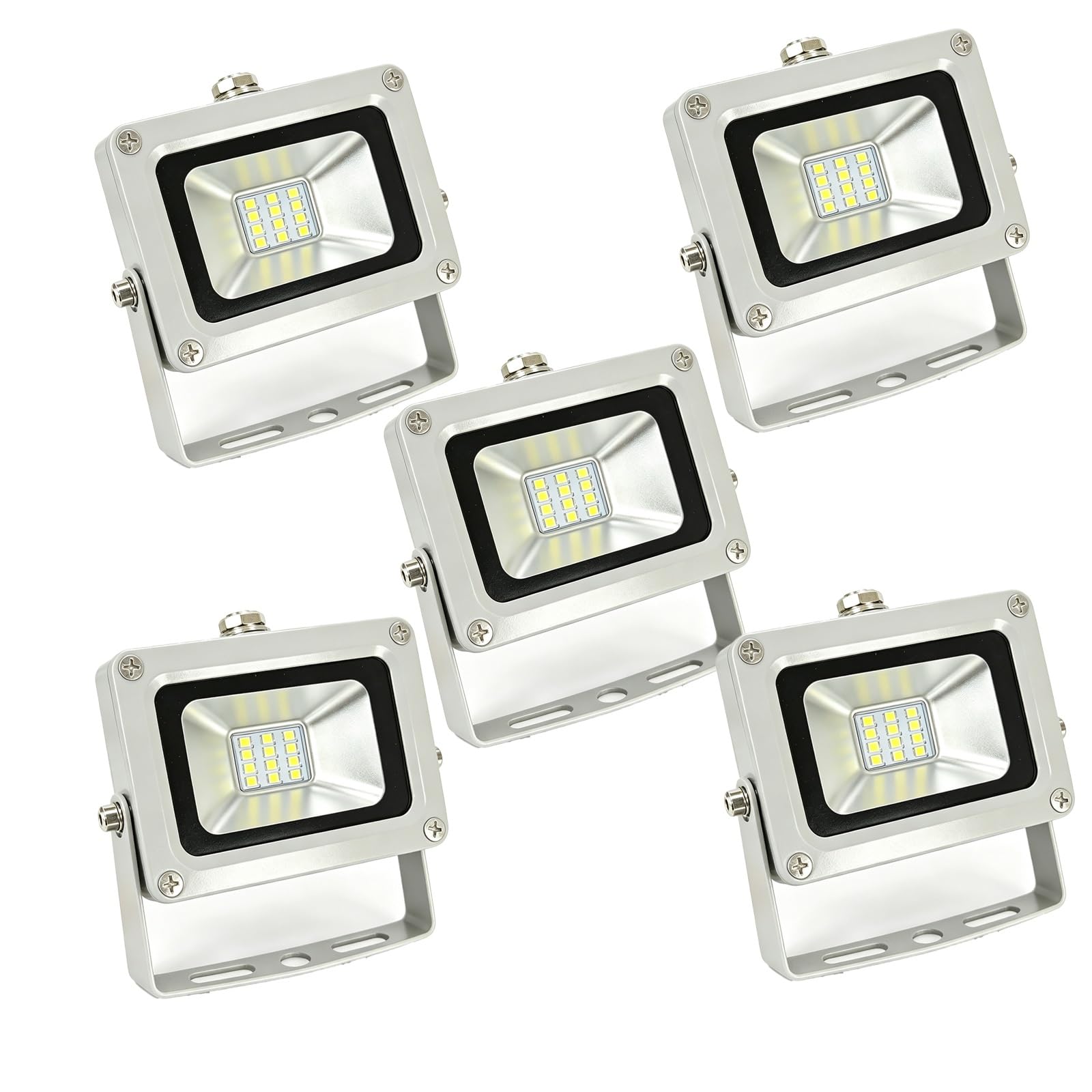 Lampa LED 12-24V DC Niskonapięciowe IP65 Ogród Zewnątrz | 10W 6500K 1000lm, 120°, 87x62x34mm, Obudowa Aluminiowa, Nie do 230V, Ogród Podwórko Kamper(5 Pack)